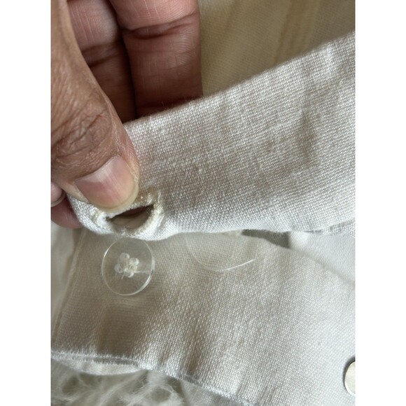 J Crew Linen-Blend Shorts Womens Sz 10 White Scalloped Hem Beach Resort Chic - Picture 7 of 10